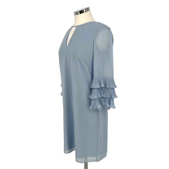 Vince Camuto Ruffle Sleeve Shift Dress Keyhole Back Light Blue Size 2 - Picture 2 of 11